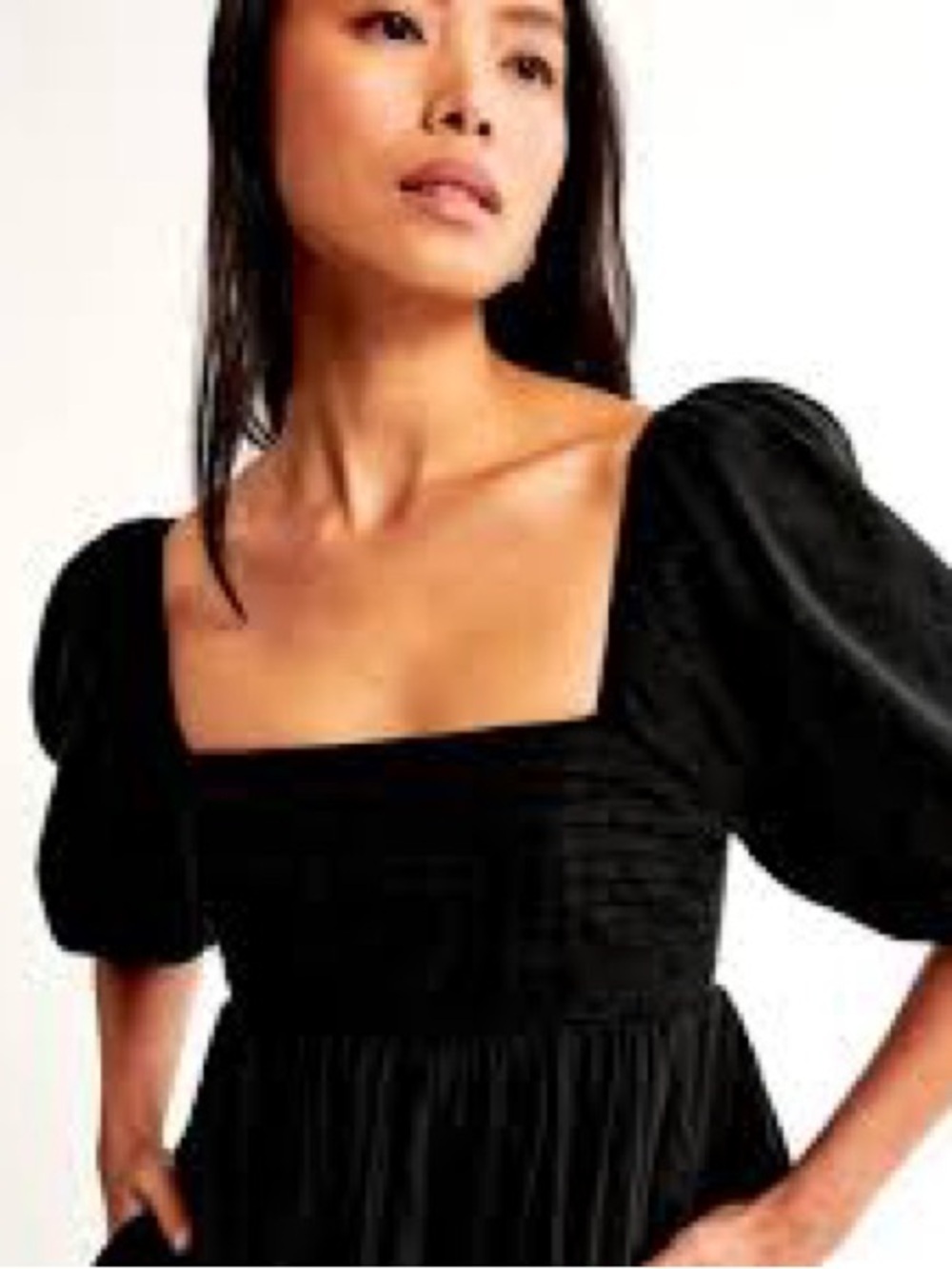 Abercrombie and fitch size S Black Square-Neck Puff Sleeve Mini Dress - Picture 2 of 6